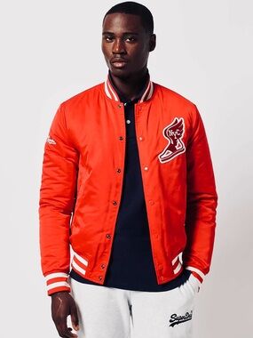 Superdry Slim Fit Varsity Red Embroidered NYC Bomber Jacket